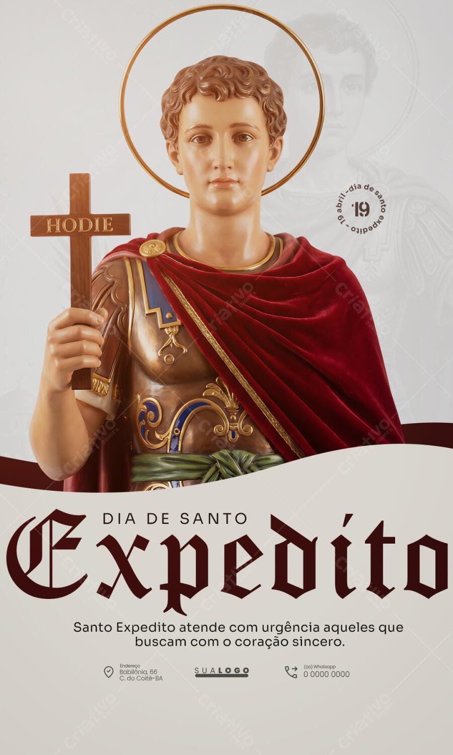 Post Instagram Dia de Santo Expedito 19 de Abril PSD Editável