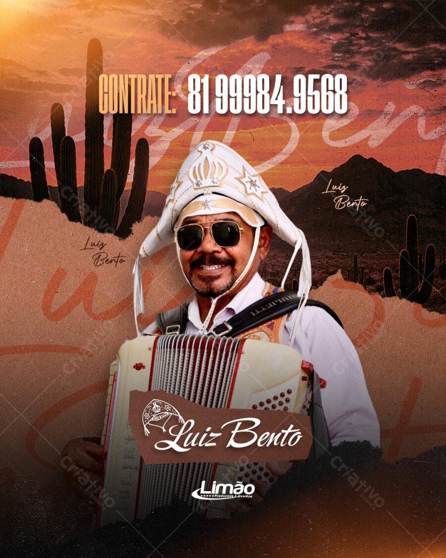 Flyer Festa Junina São João Luiz Bento PSD Editável
