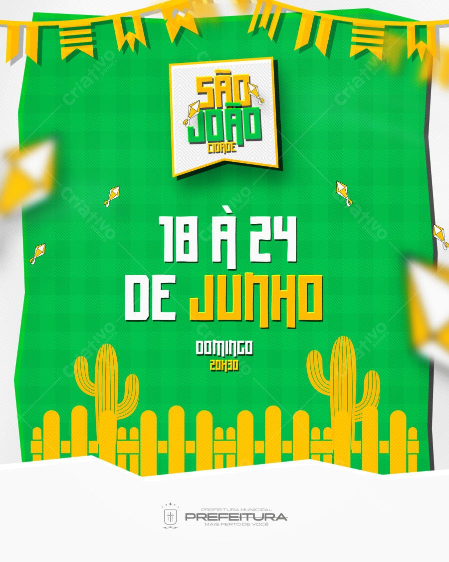 Flyer São João Festa Junina Junho PSD Editável