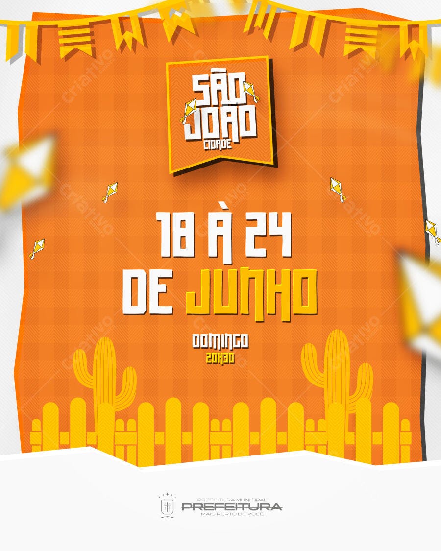 Flyer São João Festa Junina Junho PSD Editável