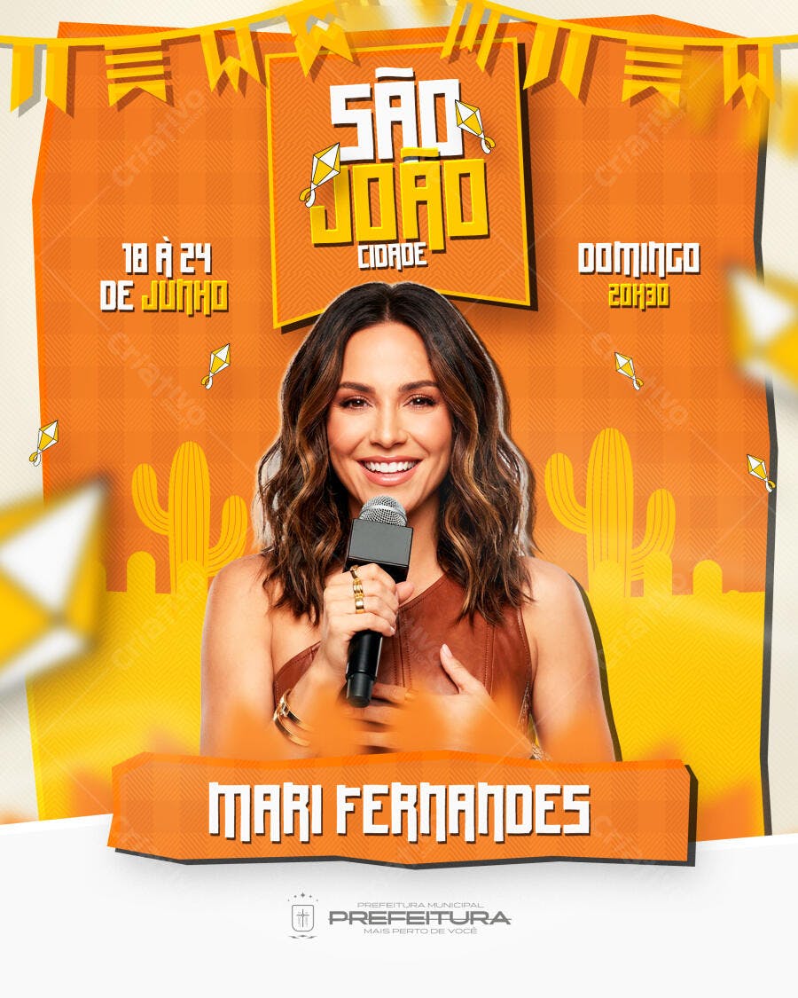 Flyer São João Cidade Festa Junina Junho PSD Editável