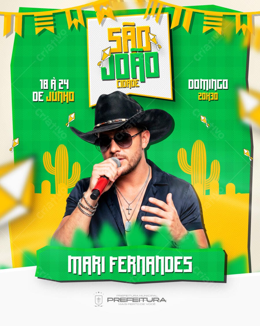 Flyer São João Cidade Festa Junina PSD Editável