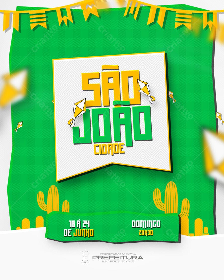 Flyer São João Festa Junina Junho PSD Editável