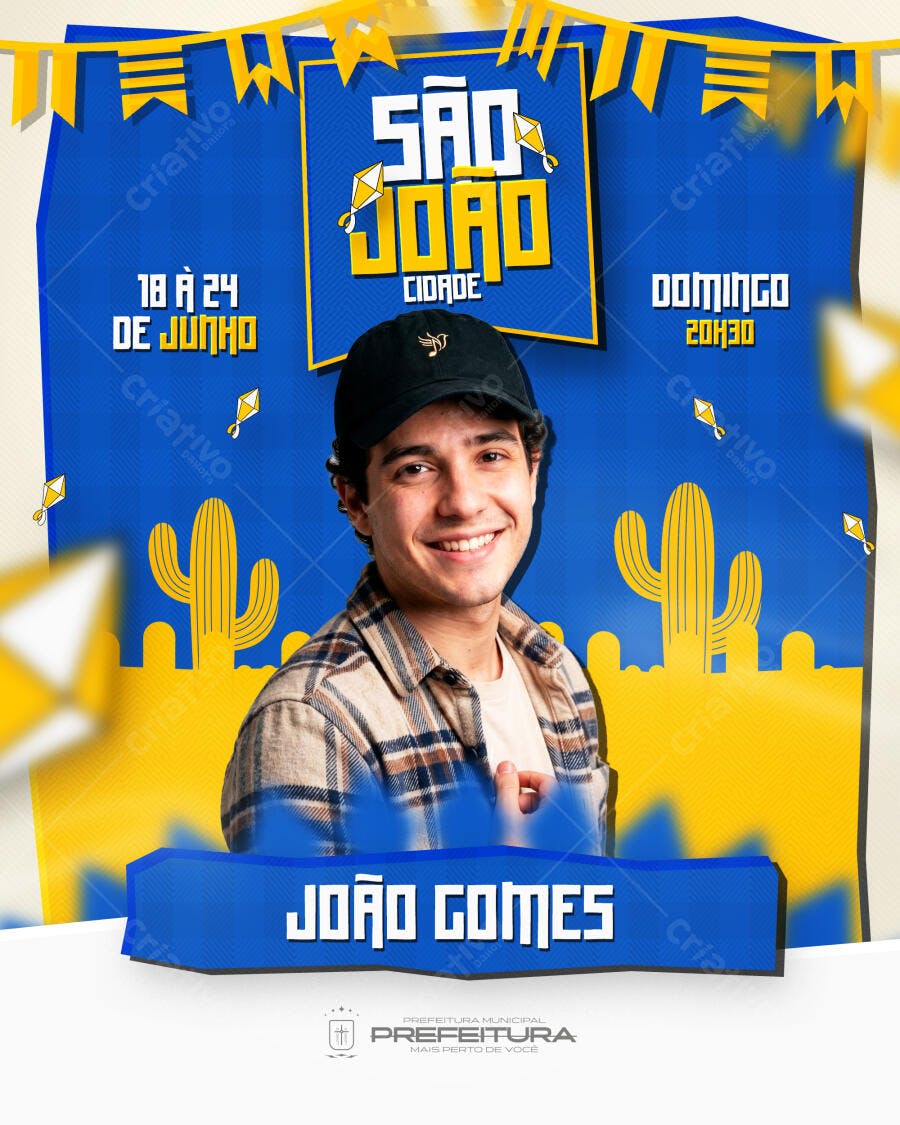 Flyer São João Cidade Junho João Gomes PSD Editável