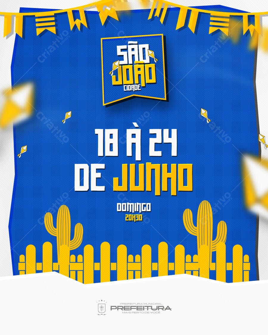 Flyer São João Festa Junina Junho PSD Editável