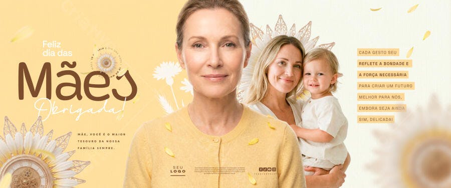 Capa Facebook Dia das Mães Família PSD Editável