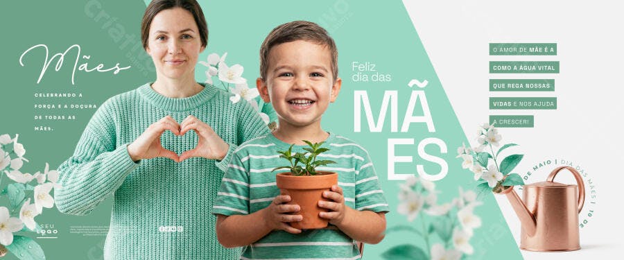 Banner Dia das Mães Floricultura Verde PSD Editável