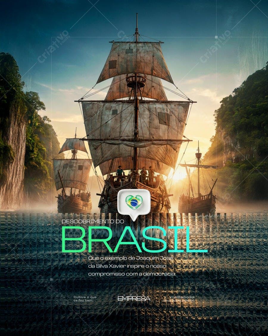 Post Descoberta do Brasil Navios Caravelas PSD Editável