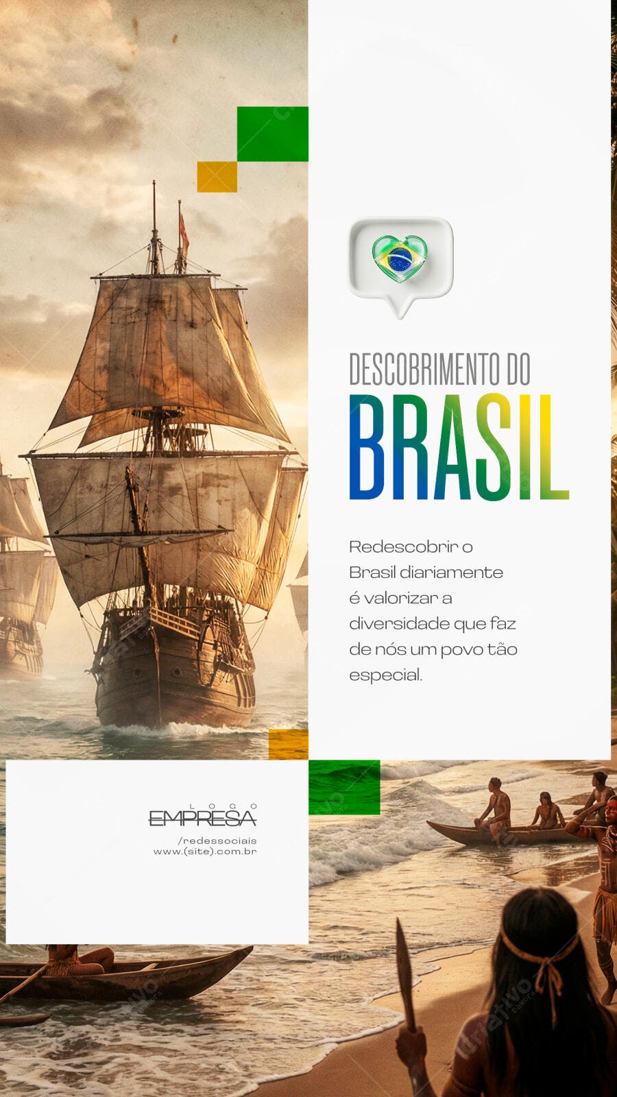 Post Instagram Descobrimento do Brasil 22 de Abril PSD Editável