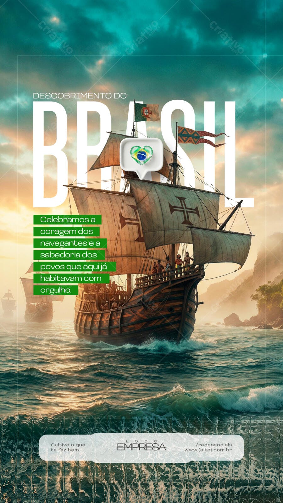 Post Instagram Descobrimento do Brasil 22 de Abril PSD Editável