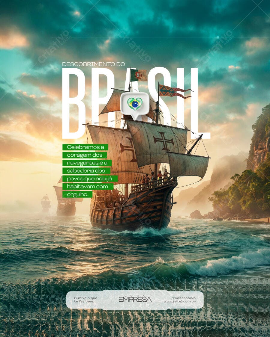Post Instagram Descobrimento do Brasil 22 de Abril PSD Editável