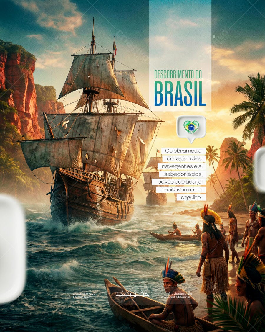 Post Descobrimento do Brasil 22 de Abril PSD Editável