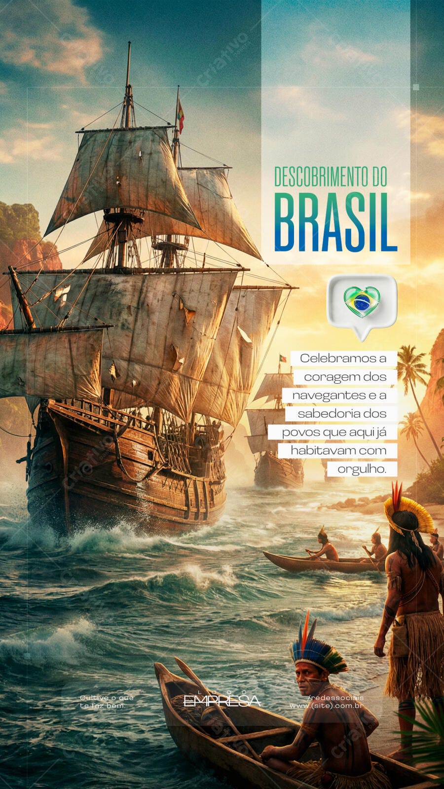 Story Descobrimento do Brasil 22 de Abril PSD Editável