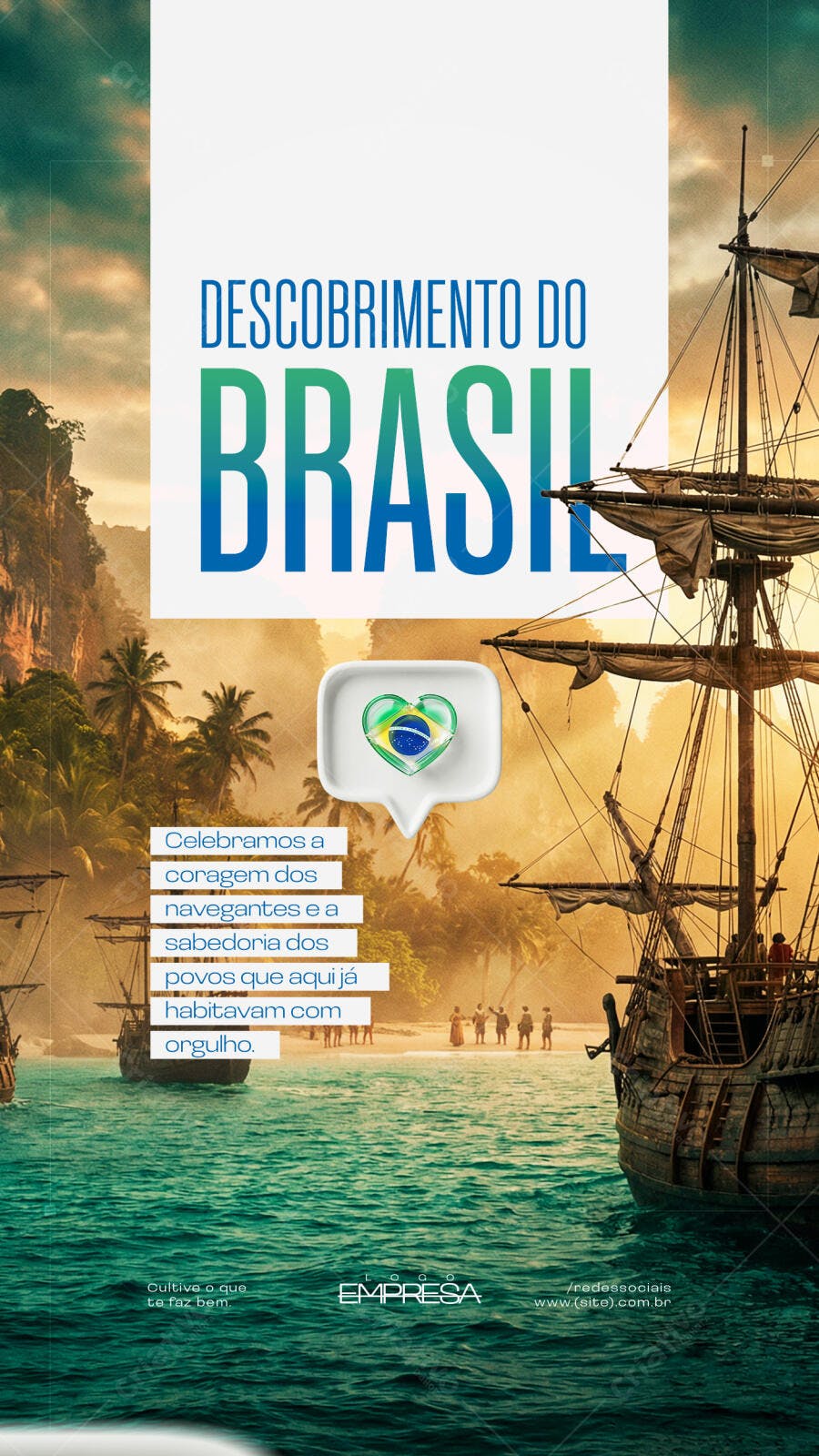 Story Descobrimento do Brasil 22 de Abril PSD Editável