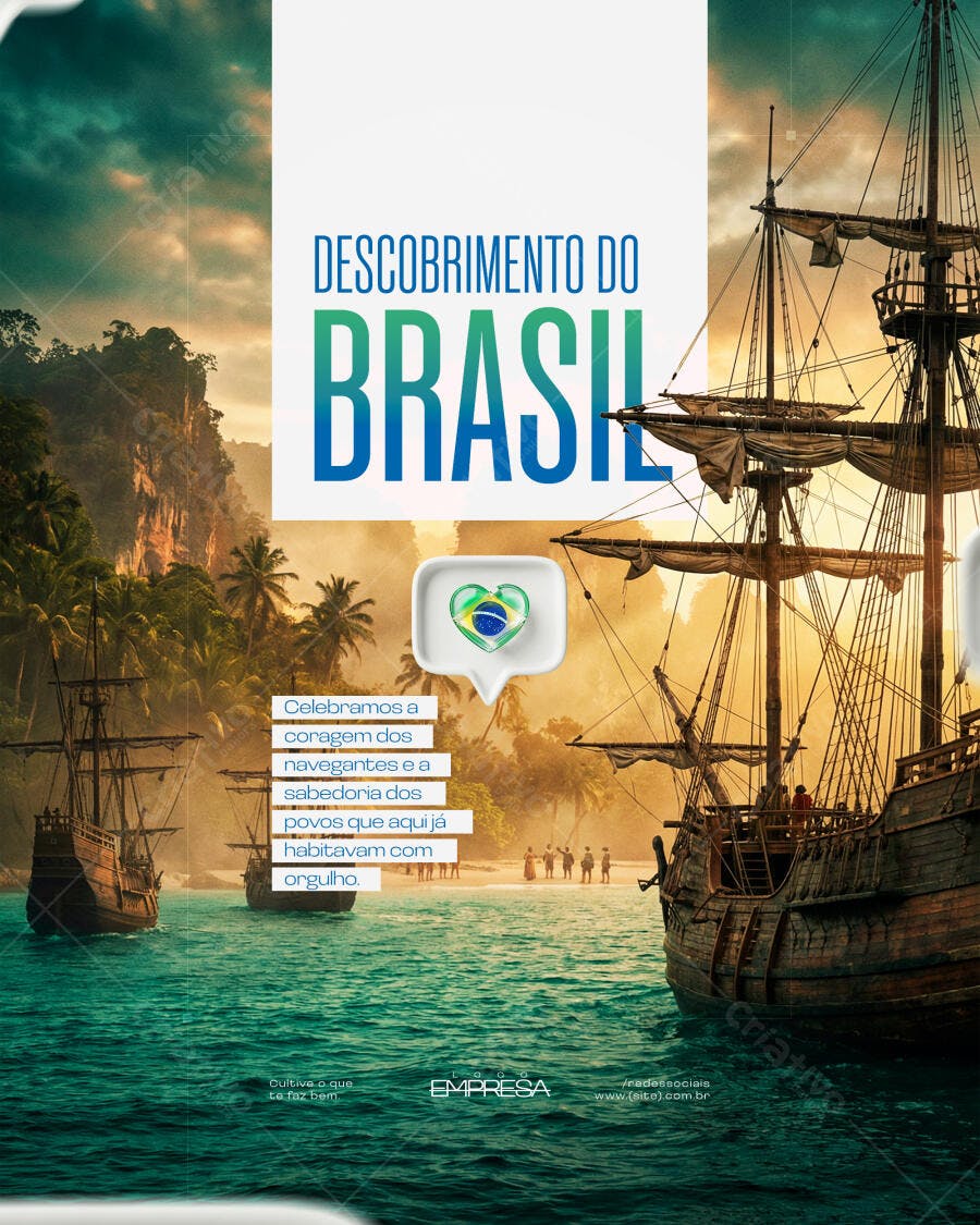 Post Descobrimento do Brasil 22 de Abril PSD Editável