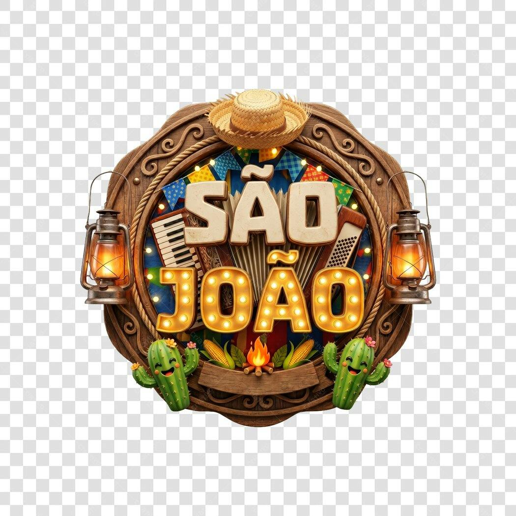 Elemento 3D São João Festa Junina Junho PNG Fundo Transparente