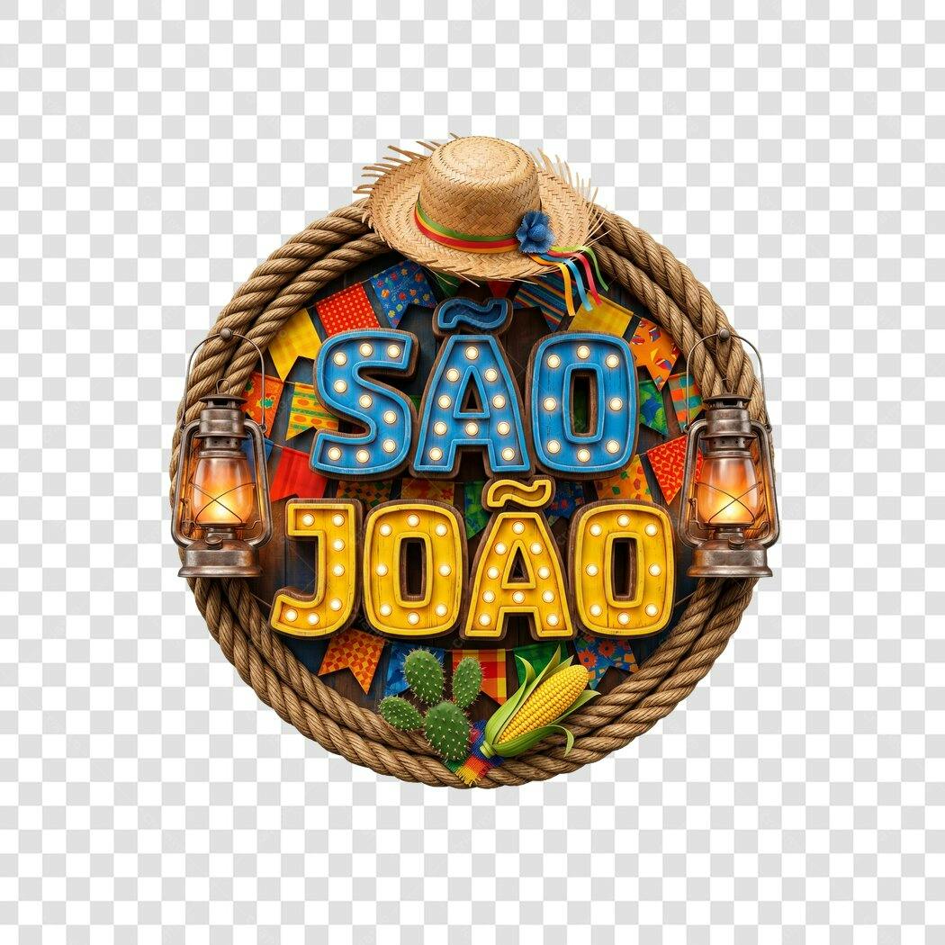 Elemento 3D São João Festa Junina Junho PNG Fundo Transparente