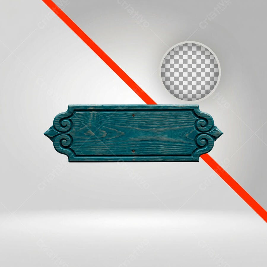Elemento 3D Placa Madeira Azul Texturizada PNG Fundo Transparente
