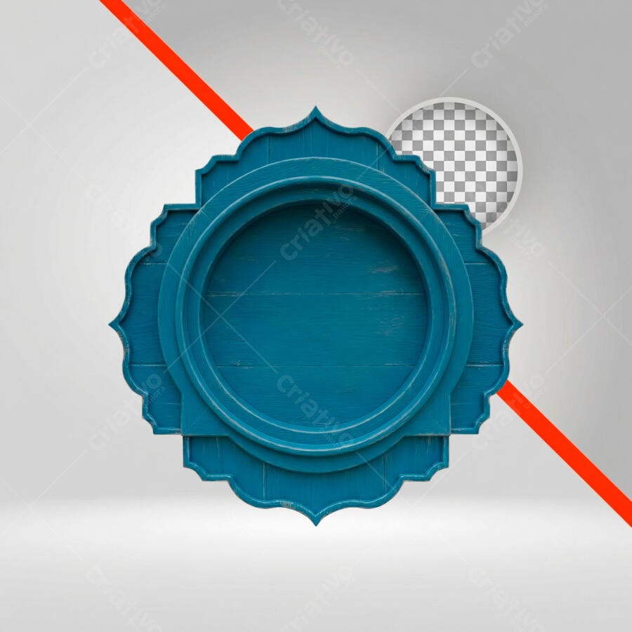 Elemento 3D Selo Azul Marinho Decorativo PNG Fundo Transparente