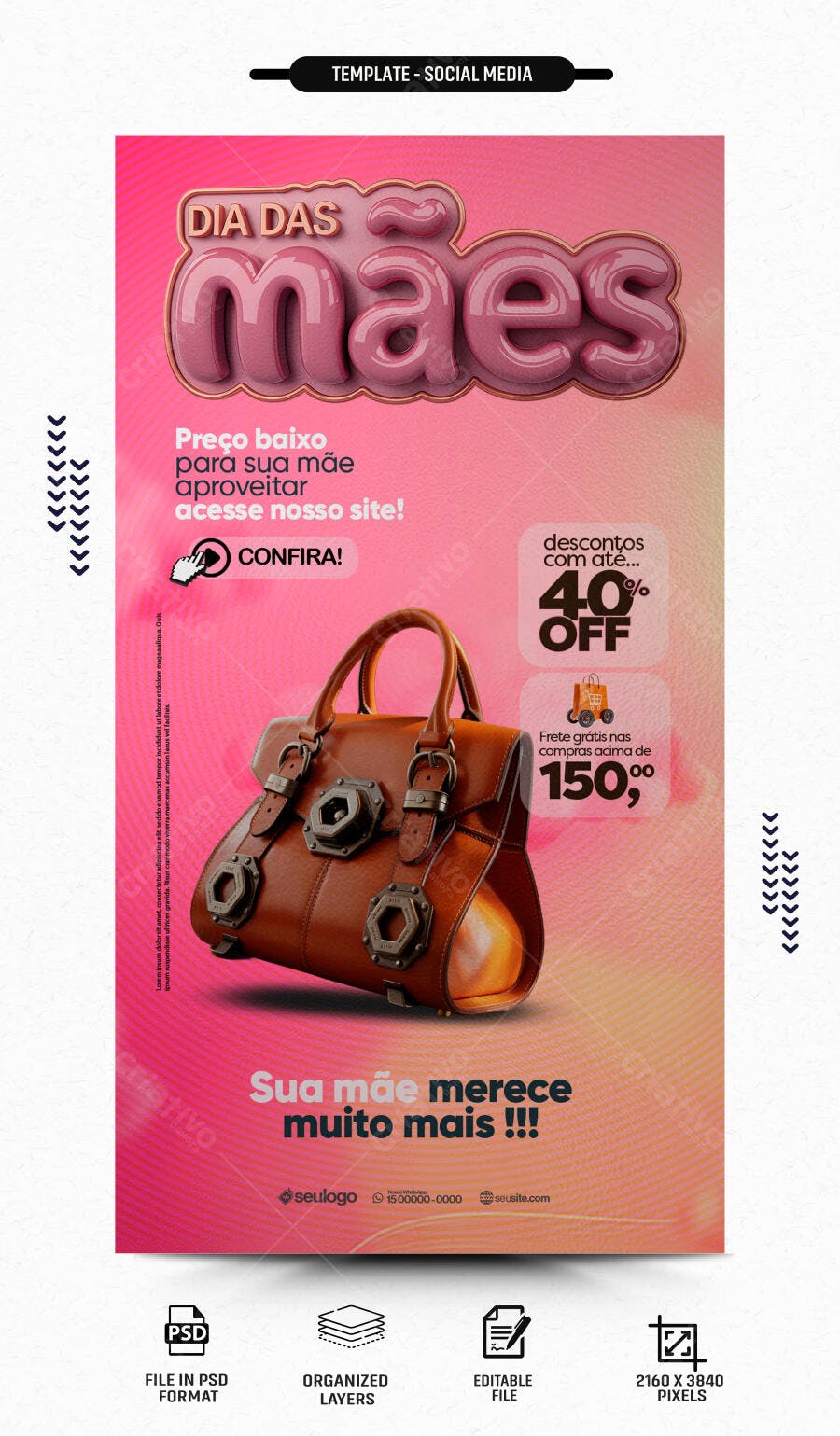 Post Instagram Dia das Mães Loja de Roupas PSD Editável