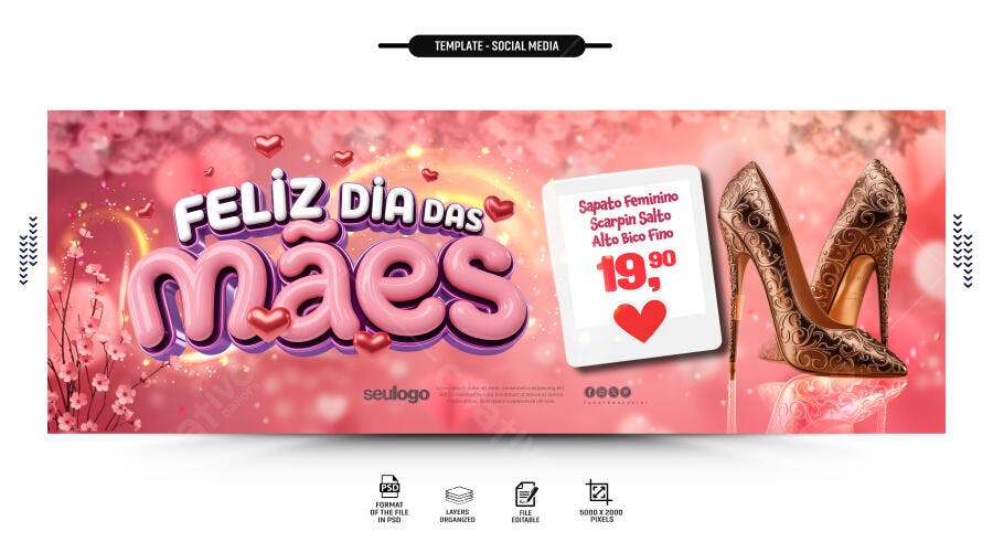Banner Dia das Mães Loja de Calçados PSD Editável