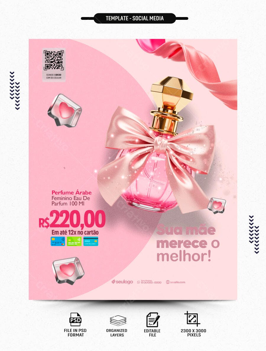 Post Instagram Dia das Mães Perfumaria PSD Editável
