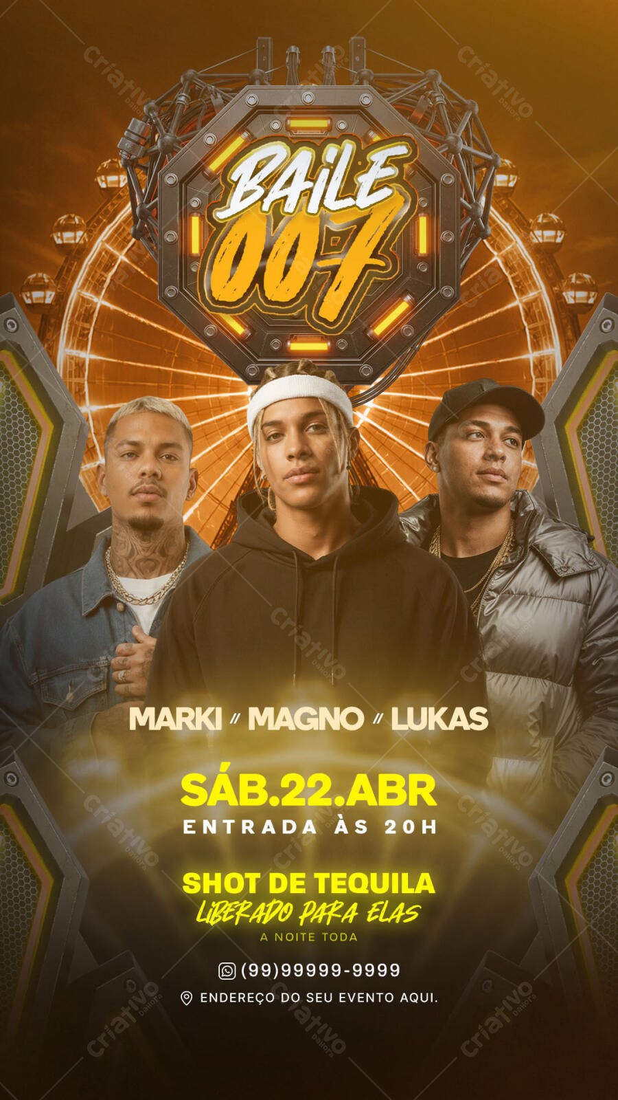 Flyer Baile 007 Festa Eletrônica PSD Editável