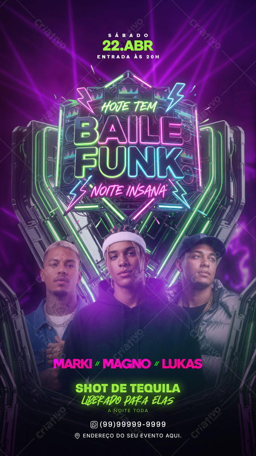 Flyer Baile Funk Noite Insana PSD Editável
