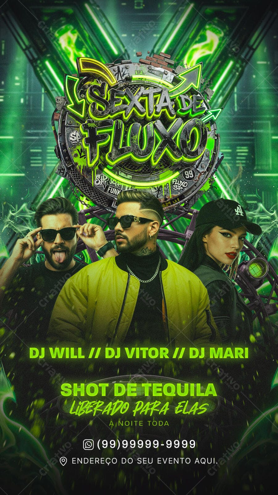 Flyer Sexta de Fluxo Balada Festa PSD Editável