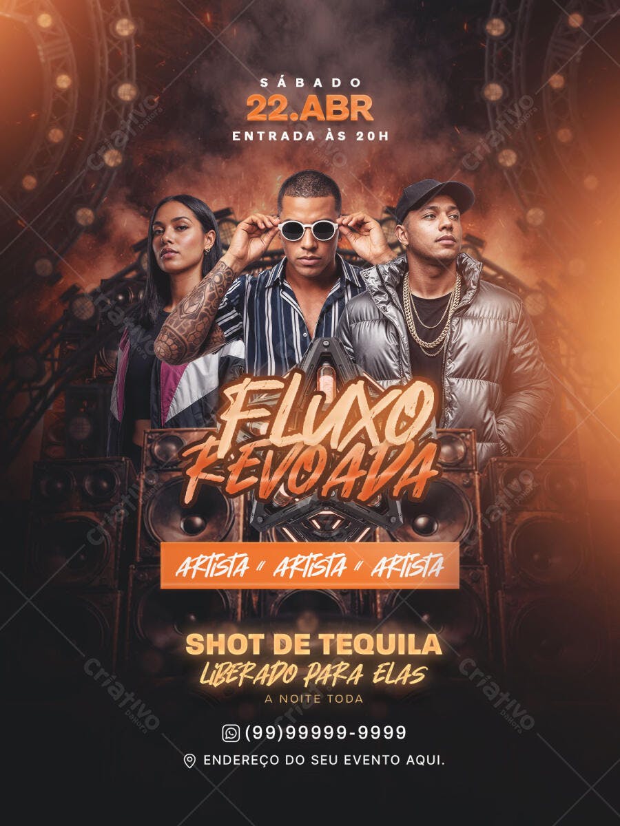 Flyer Festa Balada Evento Noturno PSD Editável