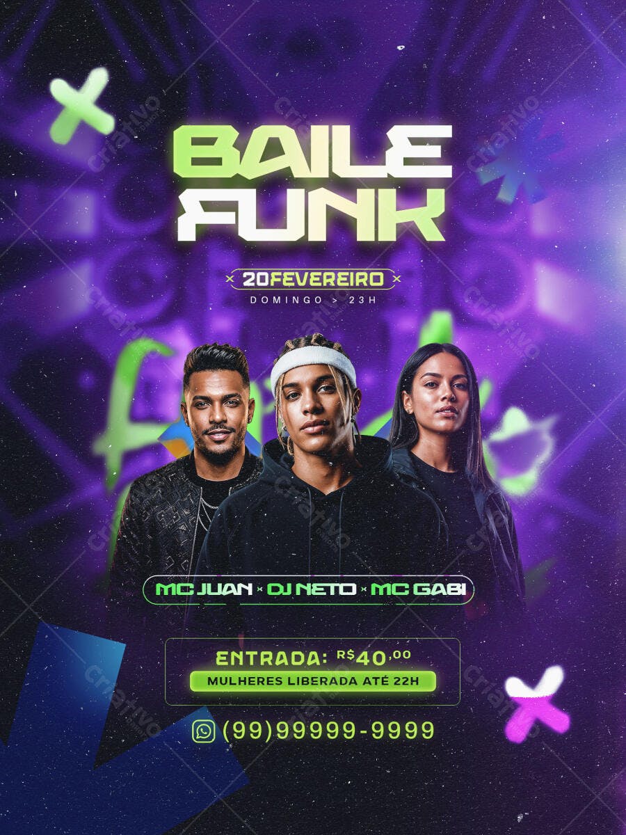 Flyer Baile Funk Festa Balada 20 Fevereiro PSD Editável