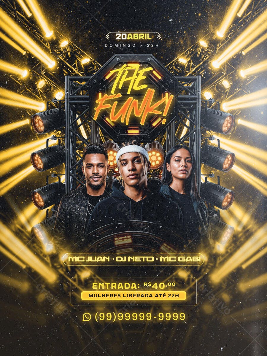 Flyer The Funk Festa Balada 20 Abril PSD Editável