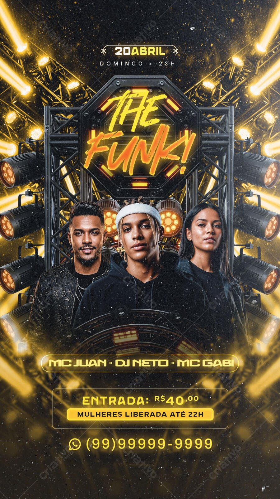 Flyer Festa Funk Balada Noturna PSD Editável