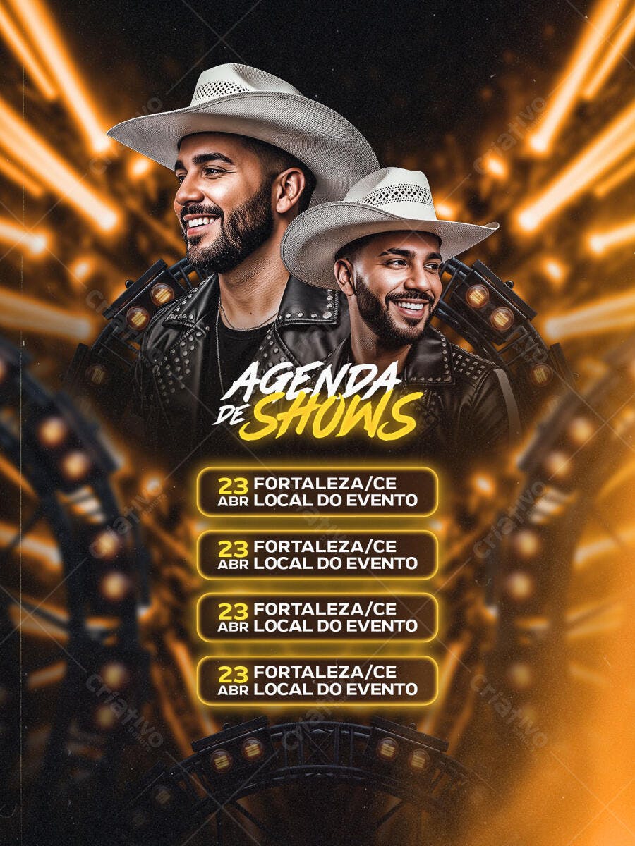 Flyer Agenda de Shows Sertanejo Country PSD Editável