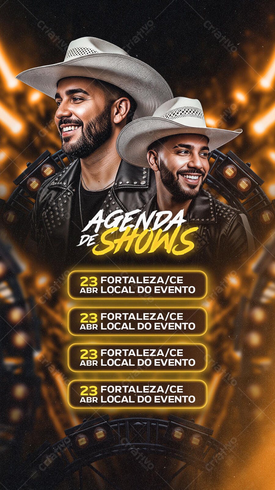Post Instagram Agenda de Shows Sertanejo PSD Editável