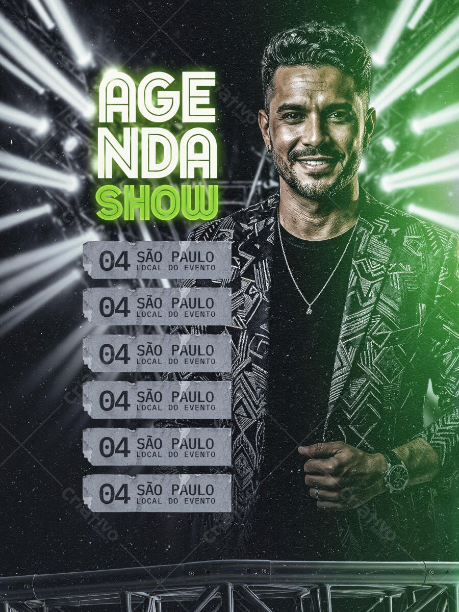 Flyer Agenda Show Eventos Musicais PSD Editável