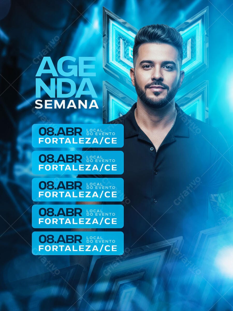 Agenda Semanal Eventos Noturnos PSD Editável