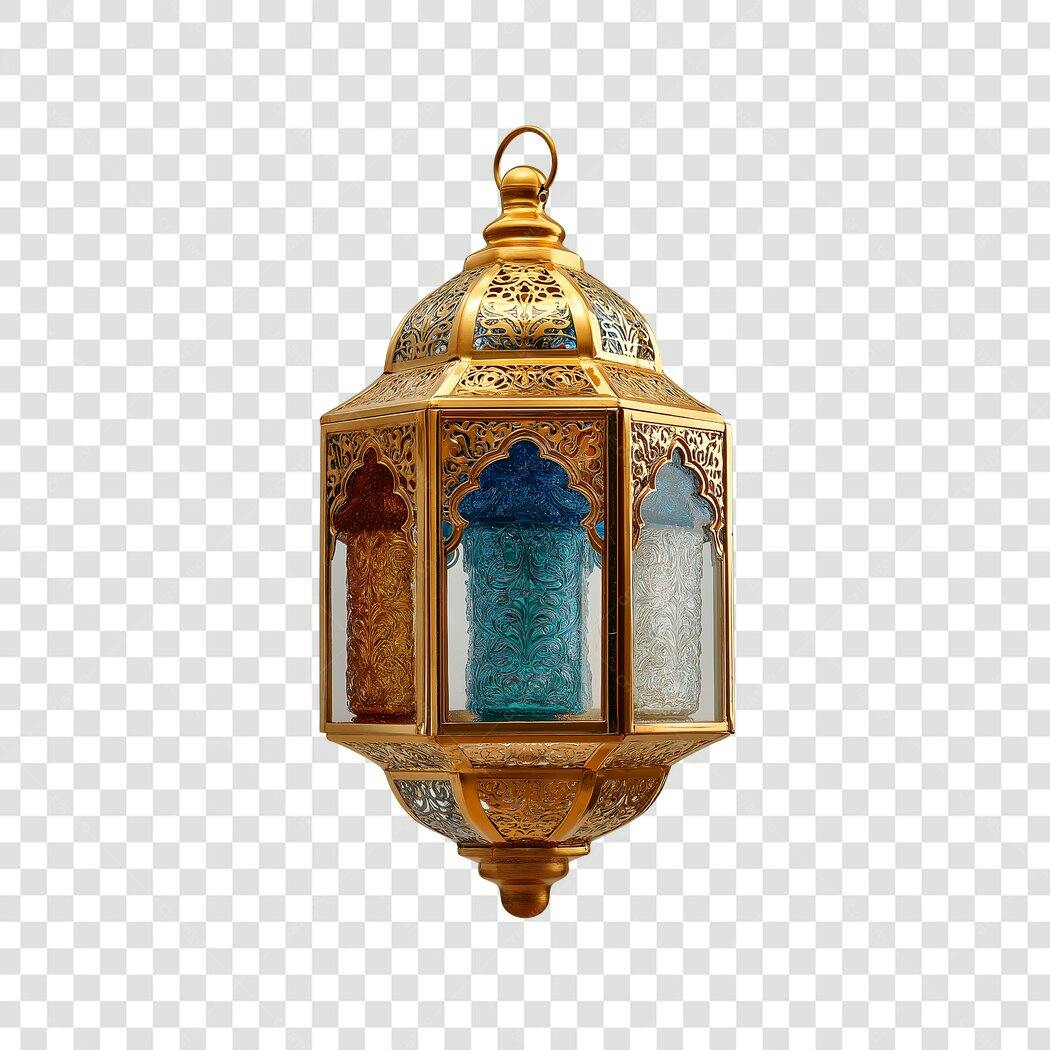 Elemento 3D Lanterna Árabe Dourada Ramadã PNG Fundo Transparente