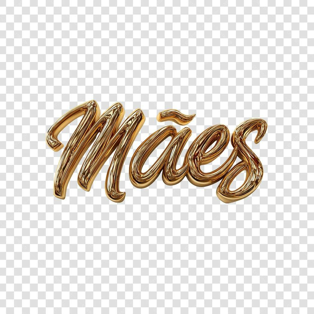 Elemento 3D Mães Dourado Metálico PNG Fundo Transparente