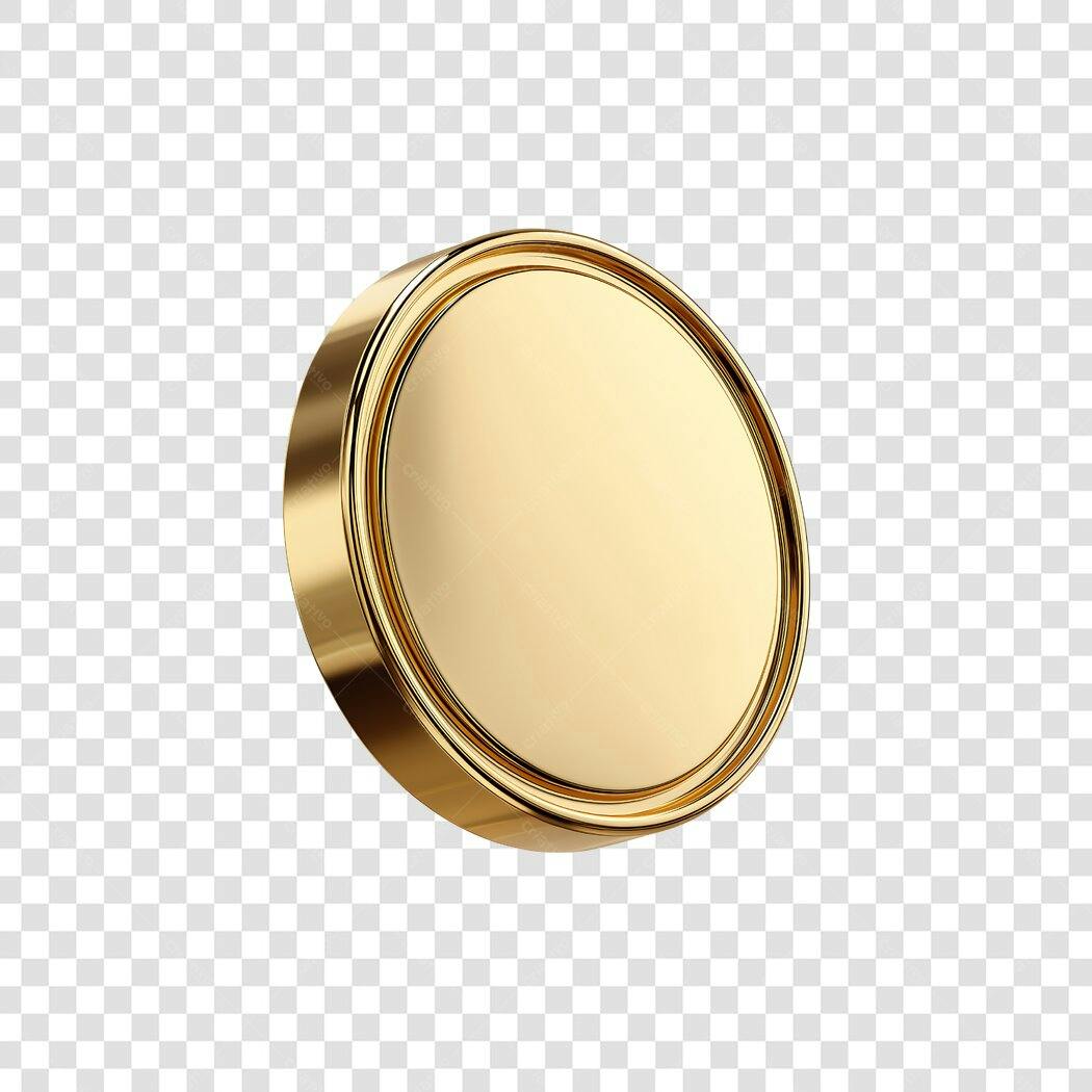 Elemento 3D Moeda Dourada Vazia Brilhante PNG Fundo Transparente
