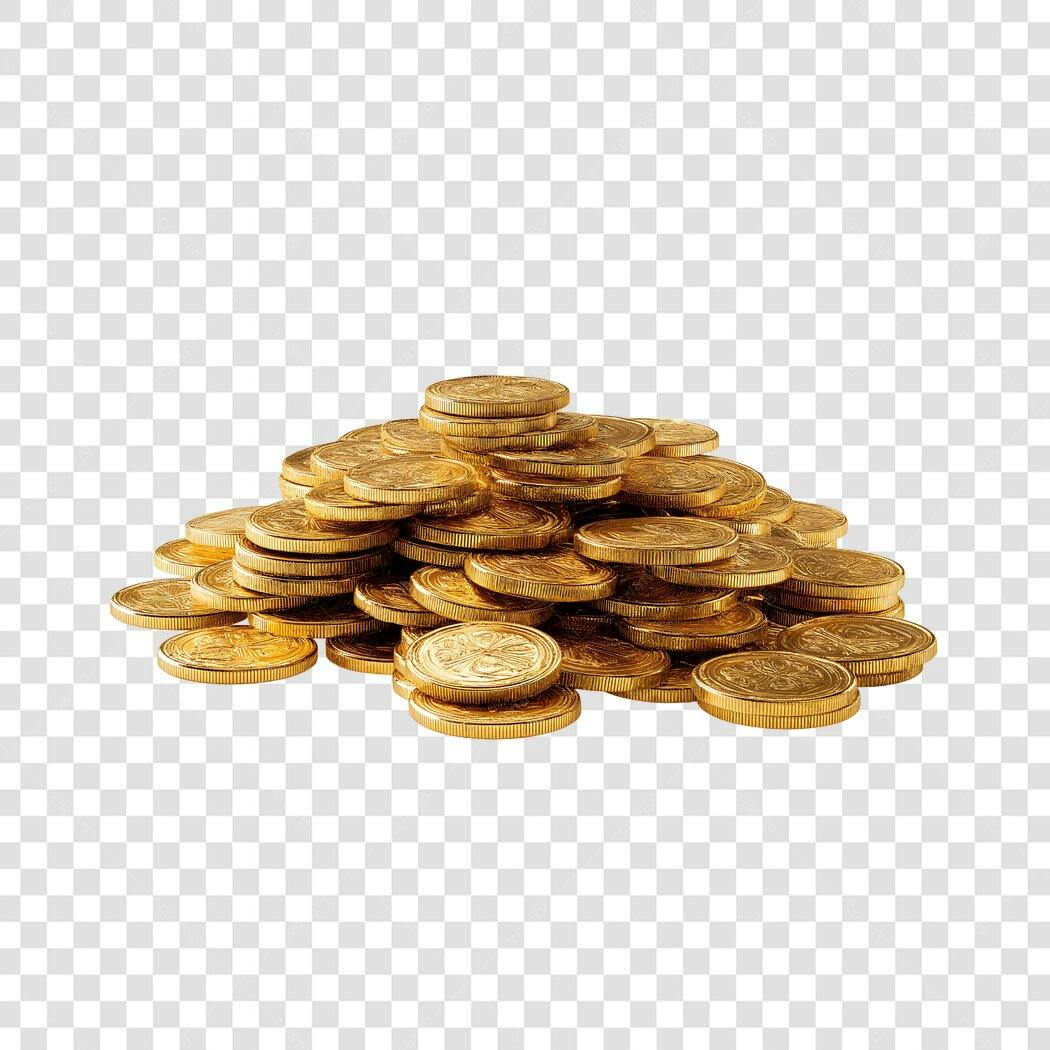 Elemento 3D Pilha Moedas Douradas Riqueza PNG Fundo Transparente