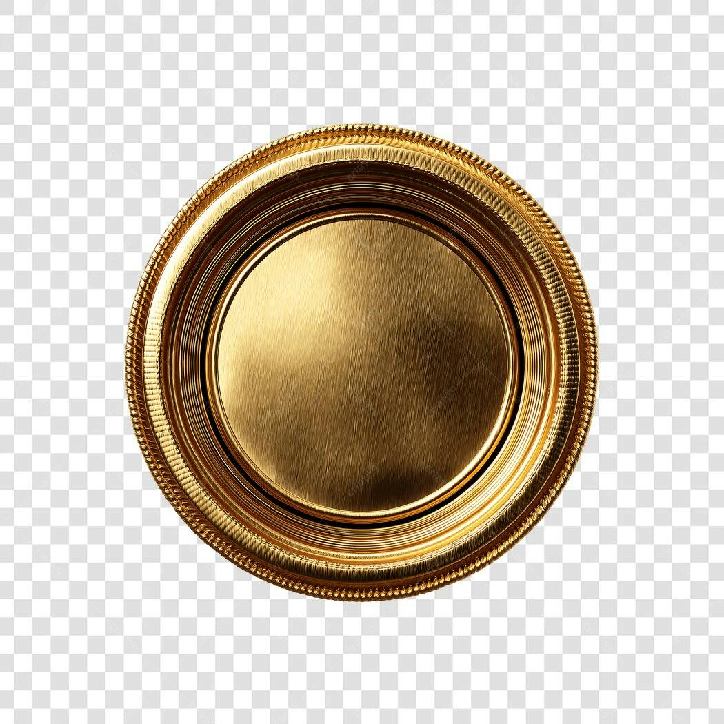 Elemento 3D Prato Dourado Decorativo PNG Fundo Transparente
