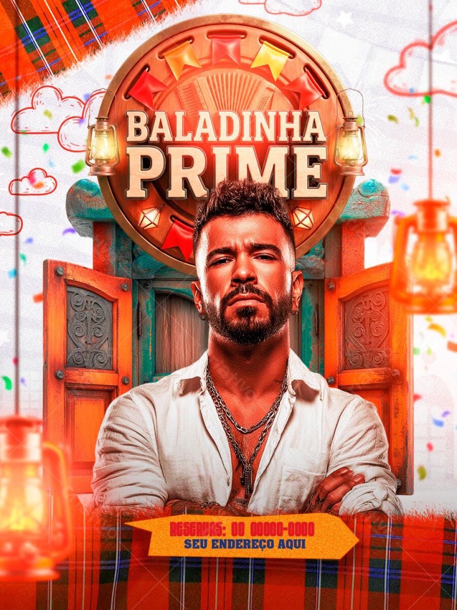 Flyer Baladinha Prime Festa Junina PSD Editável
