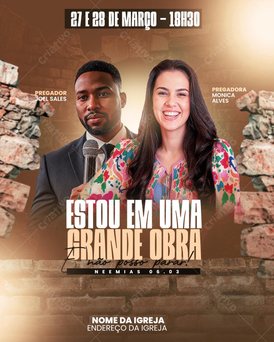 Flyer Evento Igreja Cristã Março PSD Editável