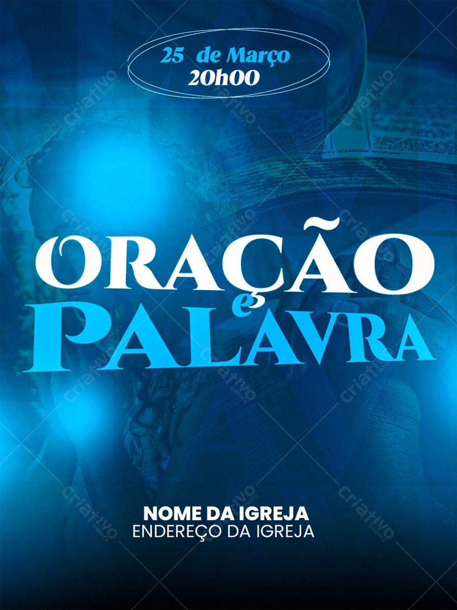 Flyer Oração e Palavra Igreja Cristã PSD Editável