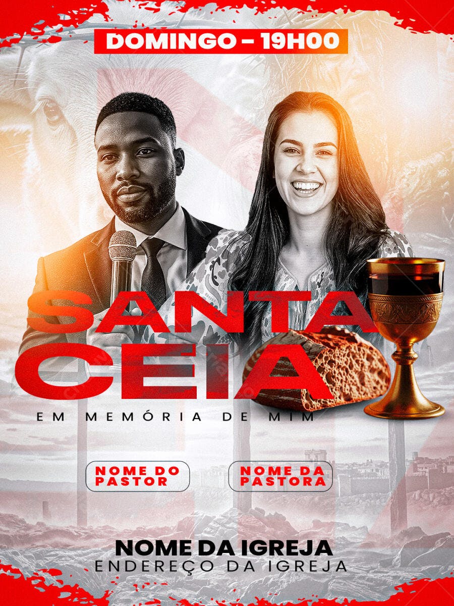 Flyer Santa Ceia Igreja Evangélica PSD Editável