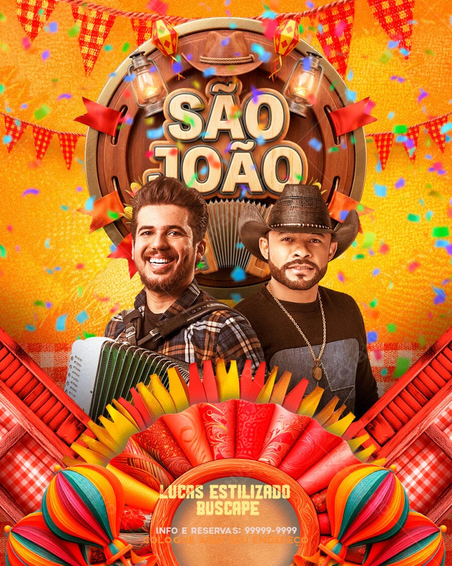 Flyer São João Festa Junina Arraial PSD Editável