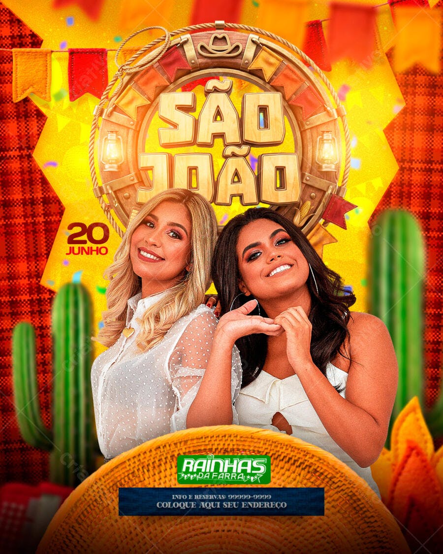 Flyer São João Festa Junina Arraial PSD Editável