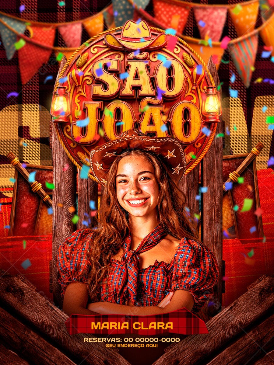 Flyer São João Festa Junina Arraial PSD Editável