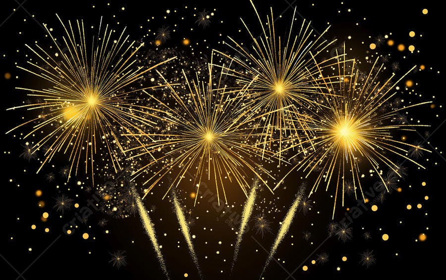 Fogos de Artifício Dourados Celebração Ano Novo Réveillon Fundo Escuro